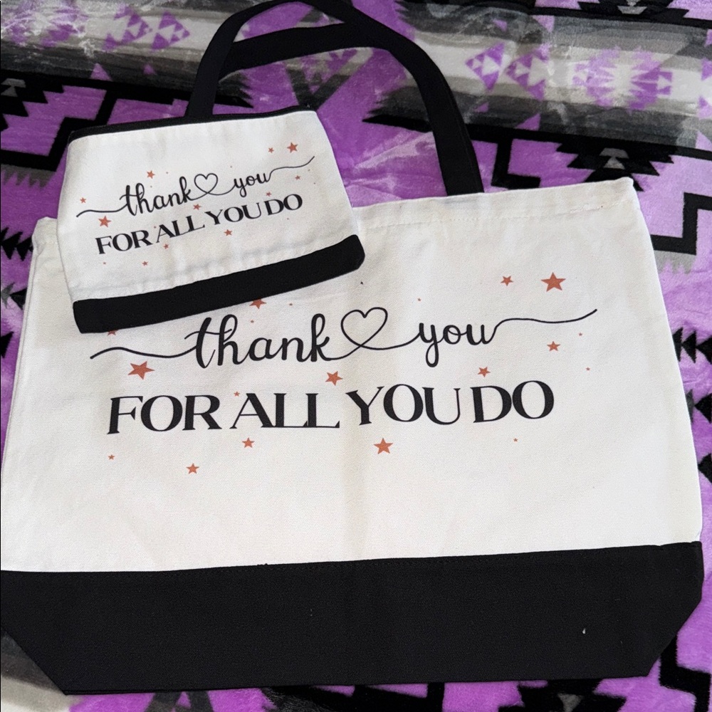 ✨Stylish Black and White Tote Bag Set